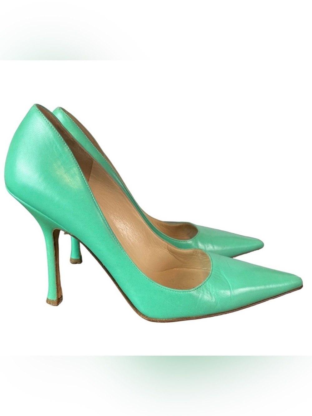 Jimmy Choo leather Abel pump heels in teal, size 37